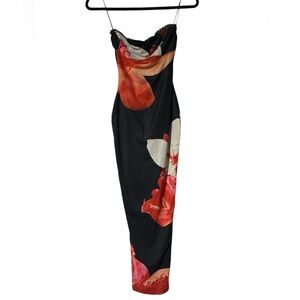 Black and floral midi dress